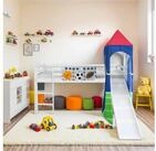 Homestyle4u Hochbett 90x200 Kinderbett cm mit Rutsche Spielbett Fu&szlig;ball Junge...