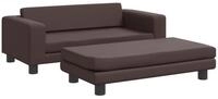 vidaXL Kindersofa, Kinder Schlafsofa mit Hocker Braun 100x50x30 cm Kunstleder