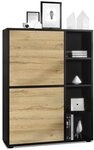 Vladon Highboard Cuba (Anrichte, mit 2 T&uuml;ren und 4 offene F&auml;cher), Schwarz