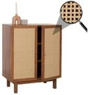 MCW Highboard MCW-M51, T&uuml;ren mit handgefertigtem nat&uuml;rlichen Kubu Rattan