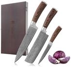 Wakoli Messer-Set 3er Damastmesser Set, Kochmesser K&uuml;chenmesser I 12,5 bis 20cm