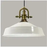 Bamyum Pendelleuchte Metall &Oslash;41 cm, Wei&szlig; innen wei&szlig;, E27, Vintage Lampe, ohne