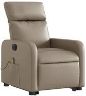 vidaXL Sessel Massagesessel mit Aufstehhilfe Elektrisch Cappuccino Kunstleder...