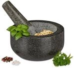 relaxdays M&ouml;rser Granit M&ouml;rser mit St&ouml;&szlig;el 16 cm