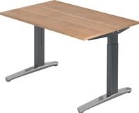 HAMMERBACHER Schreibtisch Schreibtisch C-Fu&szlig; 120x80cm Nussbaum/Graphit-Alu...