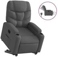 vidaXL Relaxsessel, Sessel mit Aufstehhilfe Elektrisch Dunkelgrau Stoff