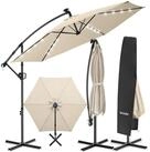 tectake Ampelschirm Sonnenschirm mit Doppeldach und LED Solar-Beleuchtung, 3 x...