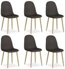 Homestyle4u Polsterstuhl Esszimmerstuhl Leinen Grau Beige Metallbeine Holzoptik