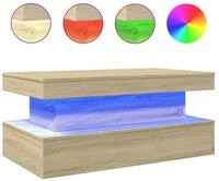 vidaXL Couchtisch NA Couchtisch mit LED Leuchten Sonoma Eiche 90x50x40 cm