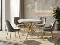 WFL GROUP Esstisch Dina ausziehbar rund industrial mit goldenen Metallbeinen...
