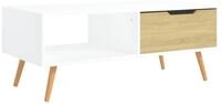 vidaXL Couchtisch Couchtisch Wei&szlig; und Sonoma-Eiche 100x49,5x43 cm Holzwerkstoff