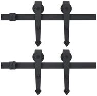 vidaXL Haust&uuml;r Schiebet&uuml;r-Beschlags&auml;tze 2 Stk. 200 cm Stahl Schwarz (2-St)