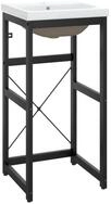 vidaXL Badregal Badezimmer-Waschtischgestell mit Waschbecken Schwarz Eisen,...