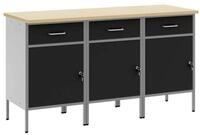 vidaXL Werkzeugschrank Werkbank mit Schubladen 3 pcs Schwarz und Grau 150 x 55...
