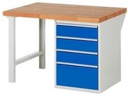 RAU Werkbank Werkbank 2000x900x890mm 4xSchublade-TA lichtgrau/enzianblau