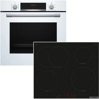 BOSCH Backofen-Set wei&szlig; 3D-Hei&szlig;luft +Induktionskochfeld PowerBoost TouchControl