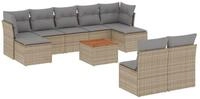 vidaXL Gartenlounge-Set 10-tlg. Garten-Sofagarnitur mit Kissen Beige Poly...