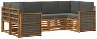 vidaXL Gartensofa Ecksofa Set mit Kissen 5 pcs Natur und Anthrazit, 5 Teile
