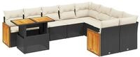 vidaXL Gartenlounge-Set 10-tlg. Garten-Sofagarnitur mit Kissen Schwarz Poly...