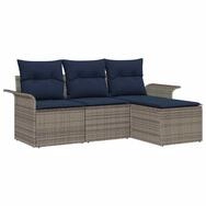 vidaXL Gartenlounge-Set Gartensofa-set mit Kissen mit Speicher 4 pcs Grau