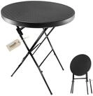 Lemodo Stehtisch klappbar 80 cm schwarz in Rattan-Optik, H&ouml;he 110 cm (1 Tisch),