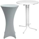 Beautissu Stehtisch Outdoor Stehtisch Sylt, klappbar, &Oslash;70cm, Silber, mit Husse,