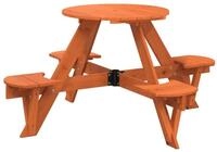 vidaXL Gartentisch Picknicktisch f&uuml;r 4 Kinder mit Schirmloch Rund Massivholz...