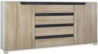 Vladon Sideboard Sylt V2 (Kommode mit 2 T&uuml;ren und 4 Schubladen, Korpus - Wei&szlig;...