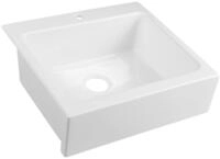 Sapho K&uuml;chensp&uuml;le ARYA Keramiksp&uuml;le mit Armaturloch 66x62cm, Wei&szlig;, Rechteck,