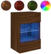 vidaXL TV-Wand TV-Wandschrank mit LED-Leuchten Braun Eichen-Optik 40x30x60,5cm,