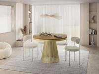 WFL GROUP Esstisch Naro Gold ausziehbar rund modern mit Metallbeinen in Gold...