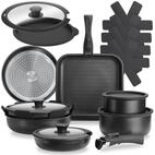 tectake Topf-Set Kochtopfset, Aluminium (Komplettset, 17-tlg), 17-teilig, f&uuml;r