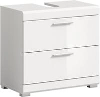 xonox.home Waschbeckenunterschrank Wei&szlig; Hochglanz Siphonausschnitt Melamin...