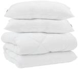 vidaXL Bettw&auml;sche Decke mit Kissen 3 pcs Wei&szlig; Mikrofaser und Daunenfedern,