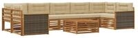 vidaXL Gartenlounge-Set Outdoor-Sofagarnitur mit Kissen 8 pcs Natur und Beige,
