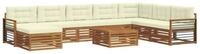 vidaXL Gartenlounge-Set Outdoor-Sofagarnitur 9 pcs Natur und Creme Massivholz,