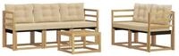 vidaXL Gartenlounge-Set Outdoor-Sofagarnitur mit Kissen 6 pcs Wei&szlig; und Beige,
