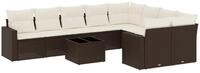 vidaXL Sofaelement 10-tlg. Garten-Sofagarnitur mit Kissen Braun Poly Rattan (1...