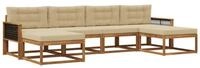 vidaXL Gartenlounge-Set Outdoor-Sofagarnitur mit Kissen 6 pcs Natur und Beige,