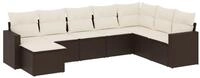 vidaXL Sofaelement 8-tlg. Garten-Sofagarnitur mit Kissen Braun Poly Rattan (1...