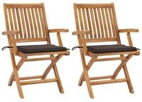 vidaXL Gartenstuhl Gartenst&uuml;hle 2 Stk. mit Taupe Kissen Massivholz (2 St)