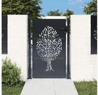 vidaXL Gartentor, Gartentor Anthrazit 105x155 cm Stahl Baum-Design