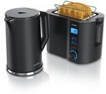 Arendo Fr&uuml;hst&uuml;cks-Set Edelstahl Wasserkocher 1,5l, 2-Scheiben Kurzschlitz Toaster,