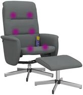 vidaXL Sessel Massagesessel mit Fu&szlig;hocker Dunkelgrau Stoff (1-St)