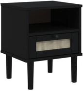 vidaXL Nachtkommode, Nachttisch SENJA Rattan-Look Schwarz 40x35x48 Massivholz...