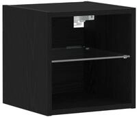vidaXL Nachttisch LED Wand Nachttischschrank Schwarz 30 x 28,5 x 30 cm (1-St)