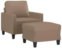 vidaXL Sofa Sessel mit Hocker Cappuccino-Braun 60 cm Kunstleder