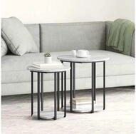 vidaXL Beistelltisch, Beistelltisch-Set mit Regal 2 pcs Grau