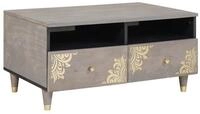 vidaXL Couchtisch Couchtisch mit Schubladen Grau 80 x 54 x 40 cm Massivholz...