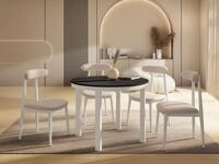 WFL GROUP Esstisch Rowan ausziehbar rund loft-stil mit wei&szlig;en Metallbeinen...